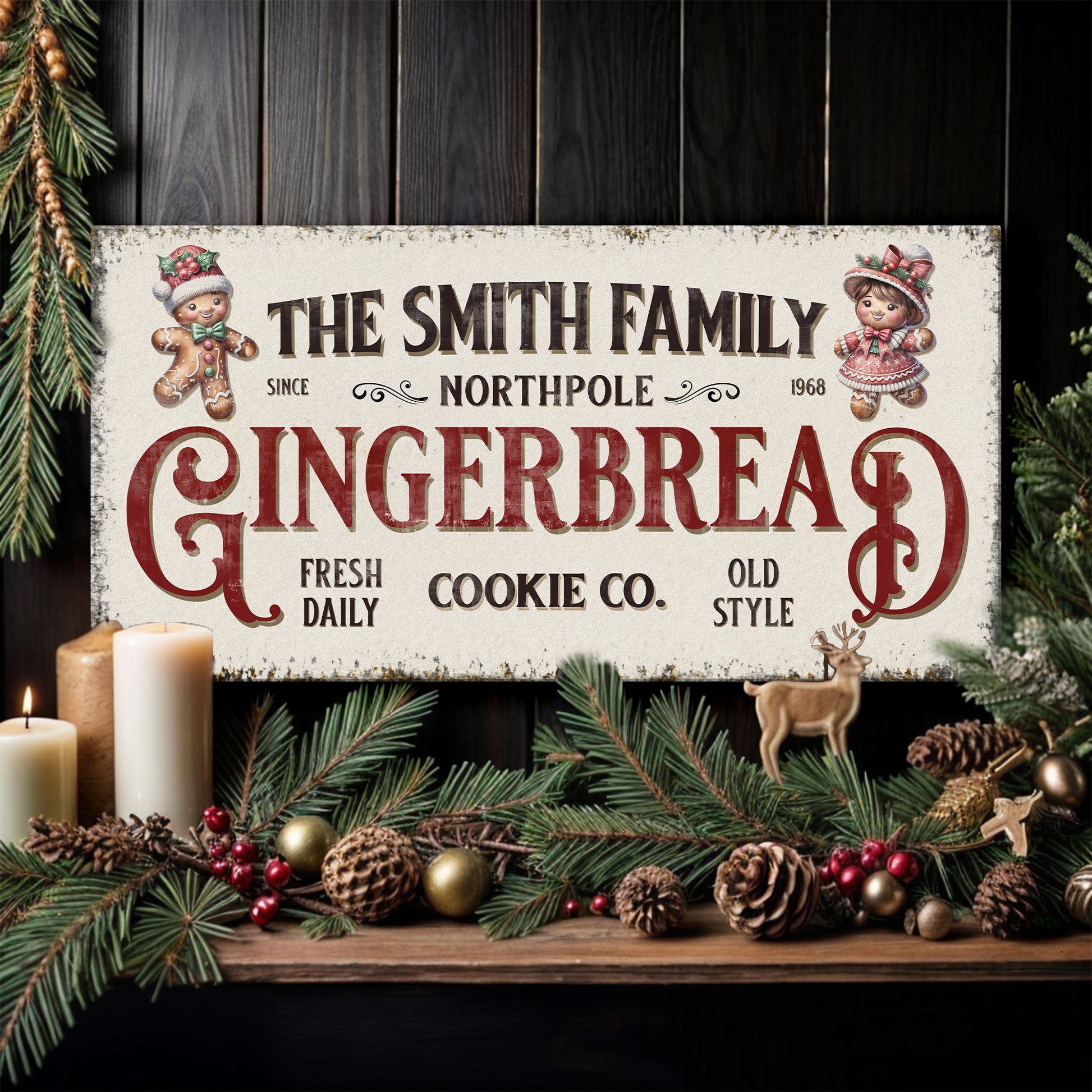 Family Gingerbread Bakery Christmas Sign - Image by Tailored Canvases