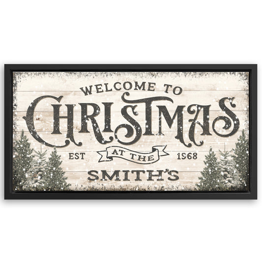 Save 33% When You Add A Frame To Your 20x10 Family Welcome To Christmas Sign III Canvas Now
