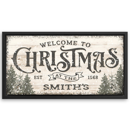 Save 33% When You Add A Frame To Your 20x10 Family Welcome To Christmas Sign III Canvas Now