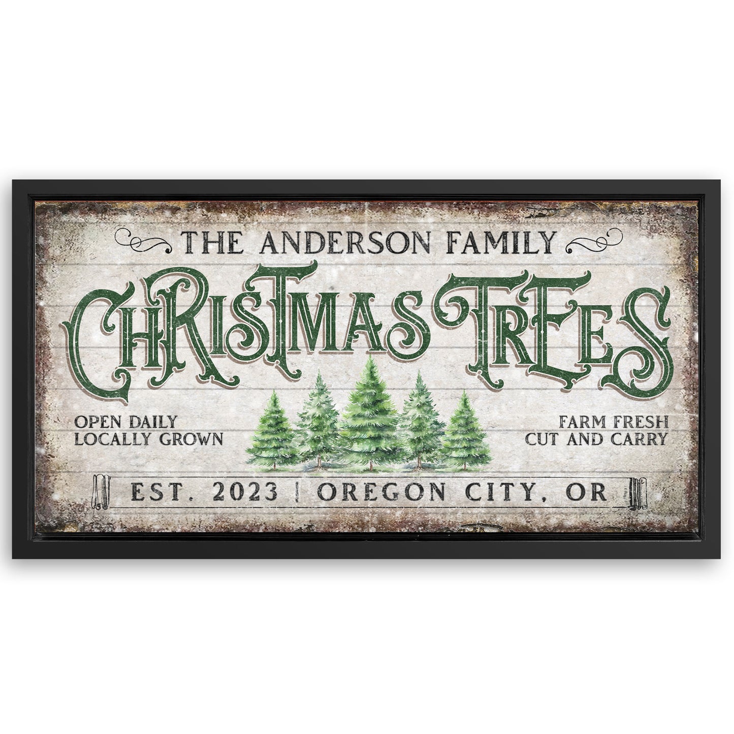 Save 33% When You Add A Frame To Your 60x30 Family Christmas Tree Farm Sign IV Canvas Now