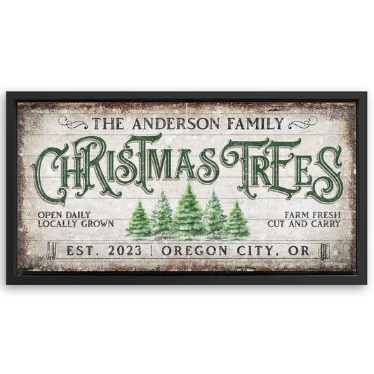 Save 33% When You Add A Frame To Your 48x24 Family Christmas Tree Farm Sign IV Canvas Now