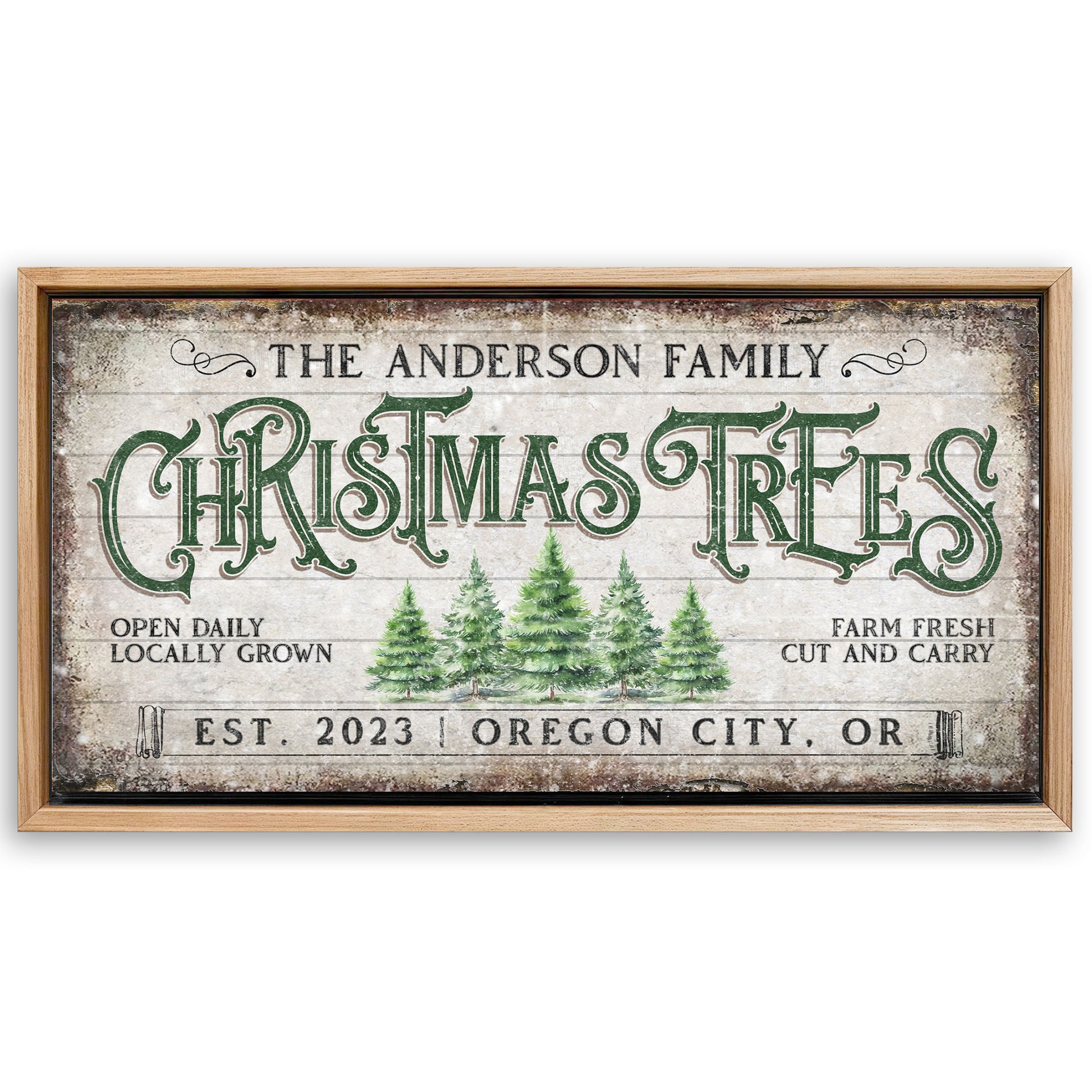 Save 33% When You Add A Frame To Your 20x10 Family Christmas Tree Farm Sign IV Canvas Now