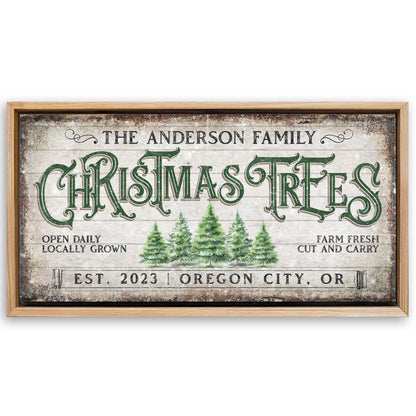 Save 33% When You Add A Frame To Your 20x10 Family Christmas Tree Farm Sign IV Canvas Now