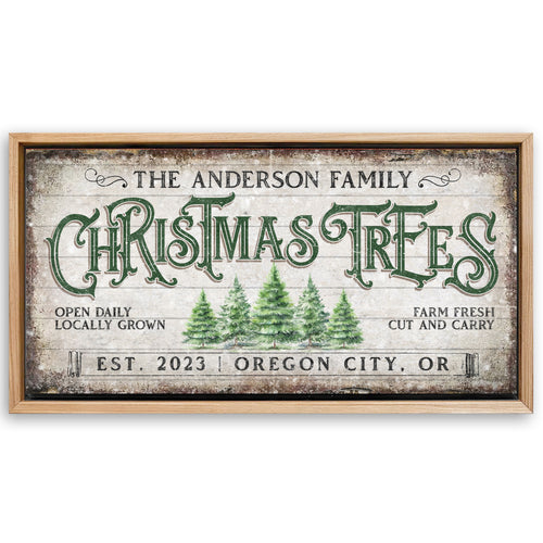 Save 33% When You Add A Frame To Your 20x10 Family Christmas Tree Farm Sign IV Canvas Now