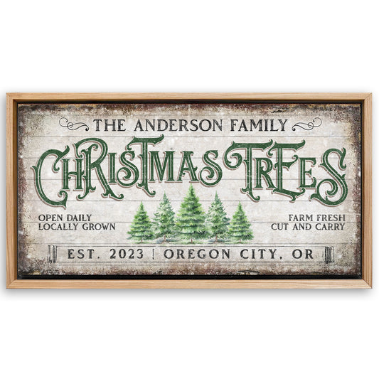 Save 33% When You Add A Frame To Your 20x10 Family Christmas Tree Farm Sign IV Canvas Now