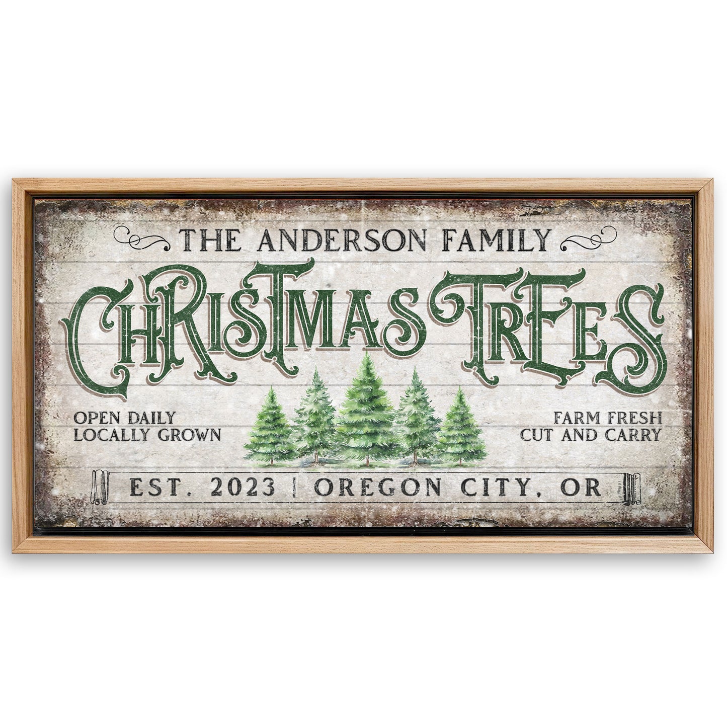 Save 33% When You Add A Frame To Your 60x30 Family Christmas Tree Farm Sign IV Canvas Now
