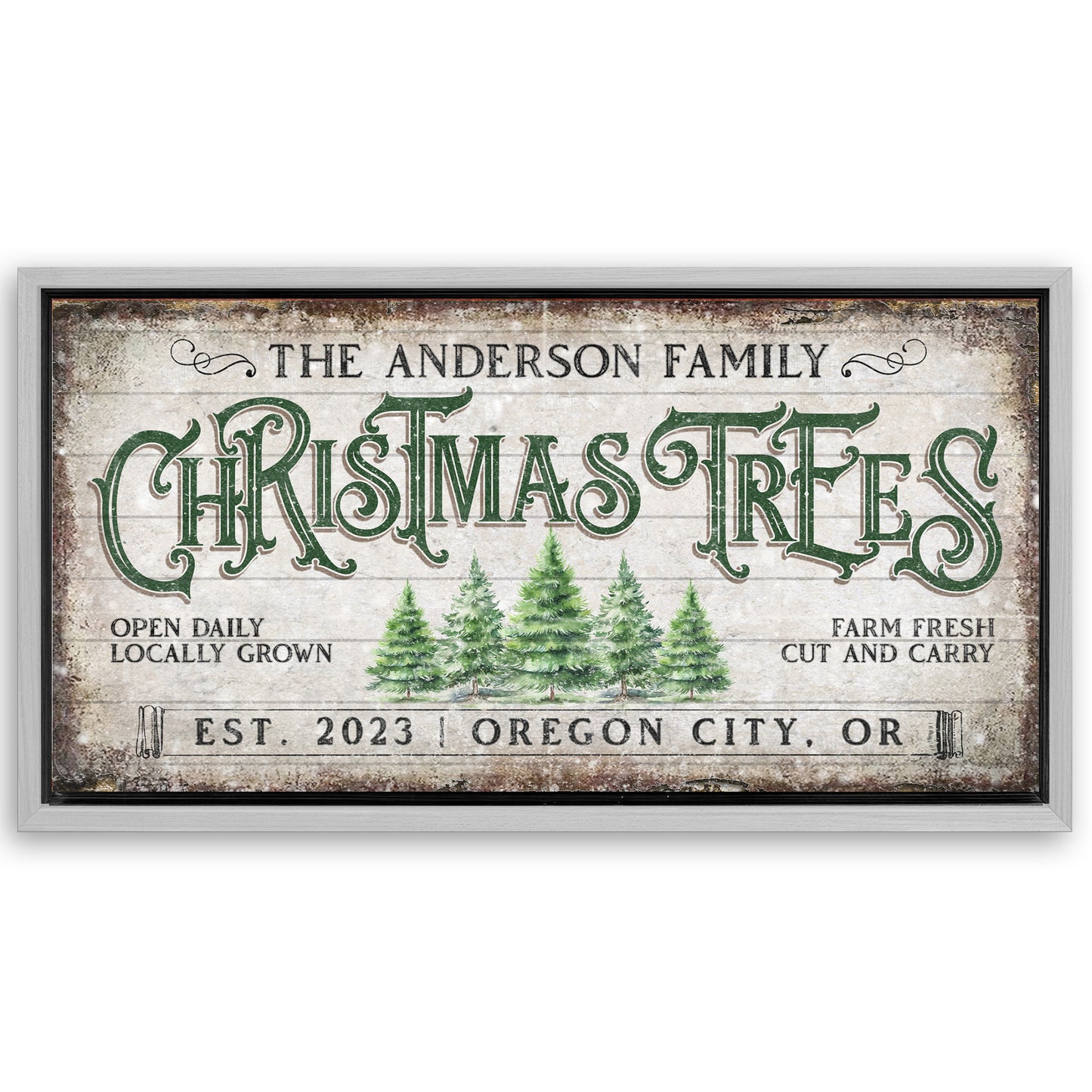 Save 33% When You Add A Frame To Your 60x30 Family Christmas Tree Farm Sign IV Canvas Now