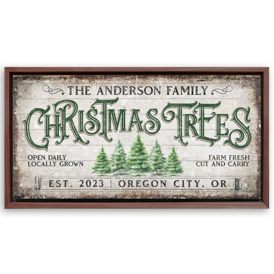 Save 33% When You Add A Frame To Your 20x10 Family Christmas Tree Farm Sign IV Canvas Now