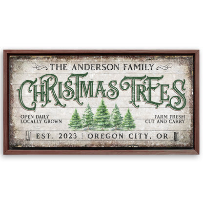 Save 33% When You Add A Frame To Your 60x30 Family Christmas Tree Farm Sign IV Canvas Now