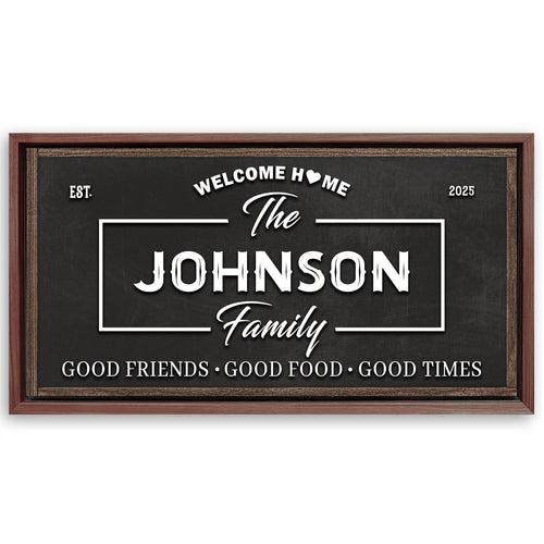 Save 33% When You Add A Frame To Your 48x24 Welcome Home Wall Sign Canvas Now