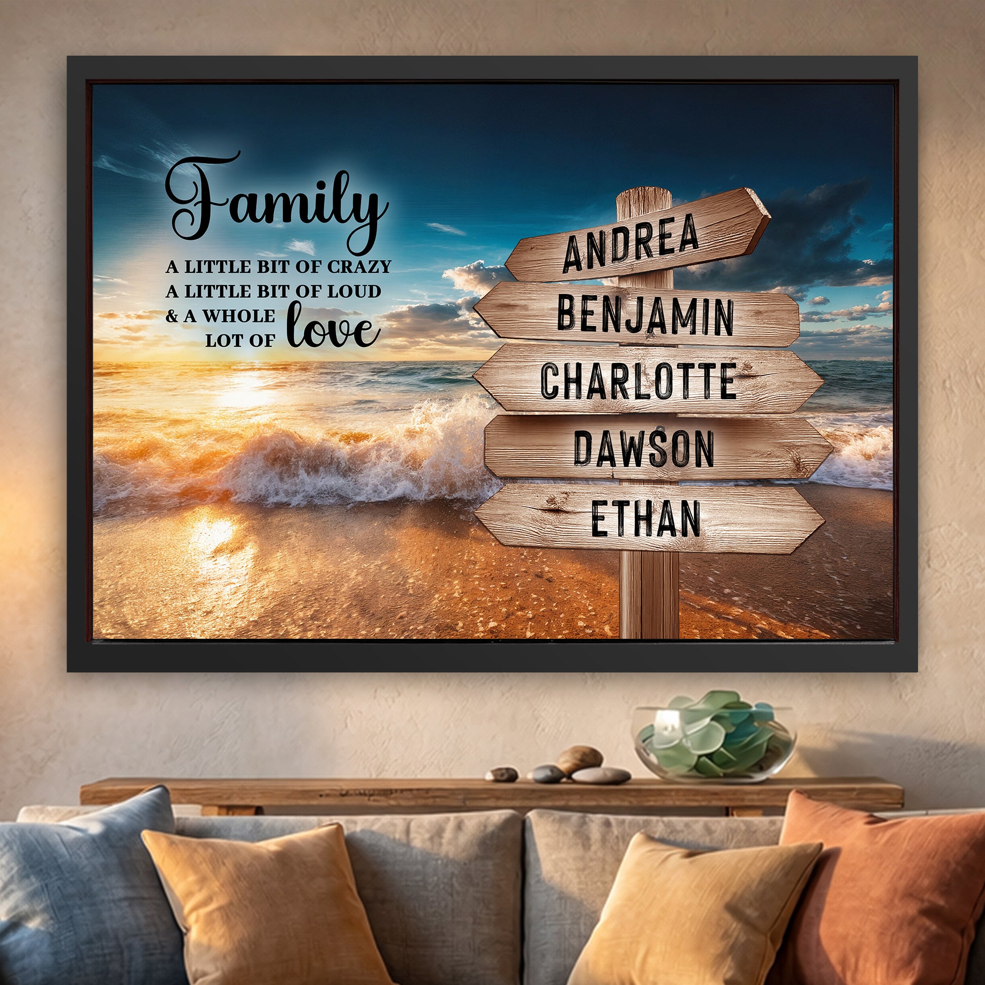 Family Whole Lot Of Love Ocean Sunset Wall Sign
