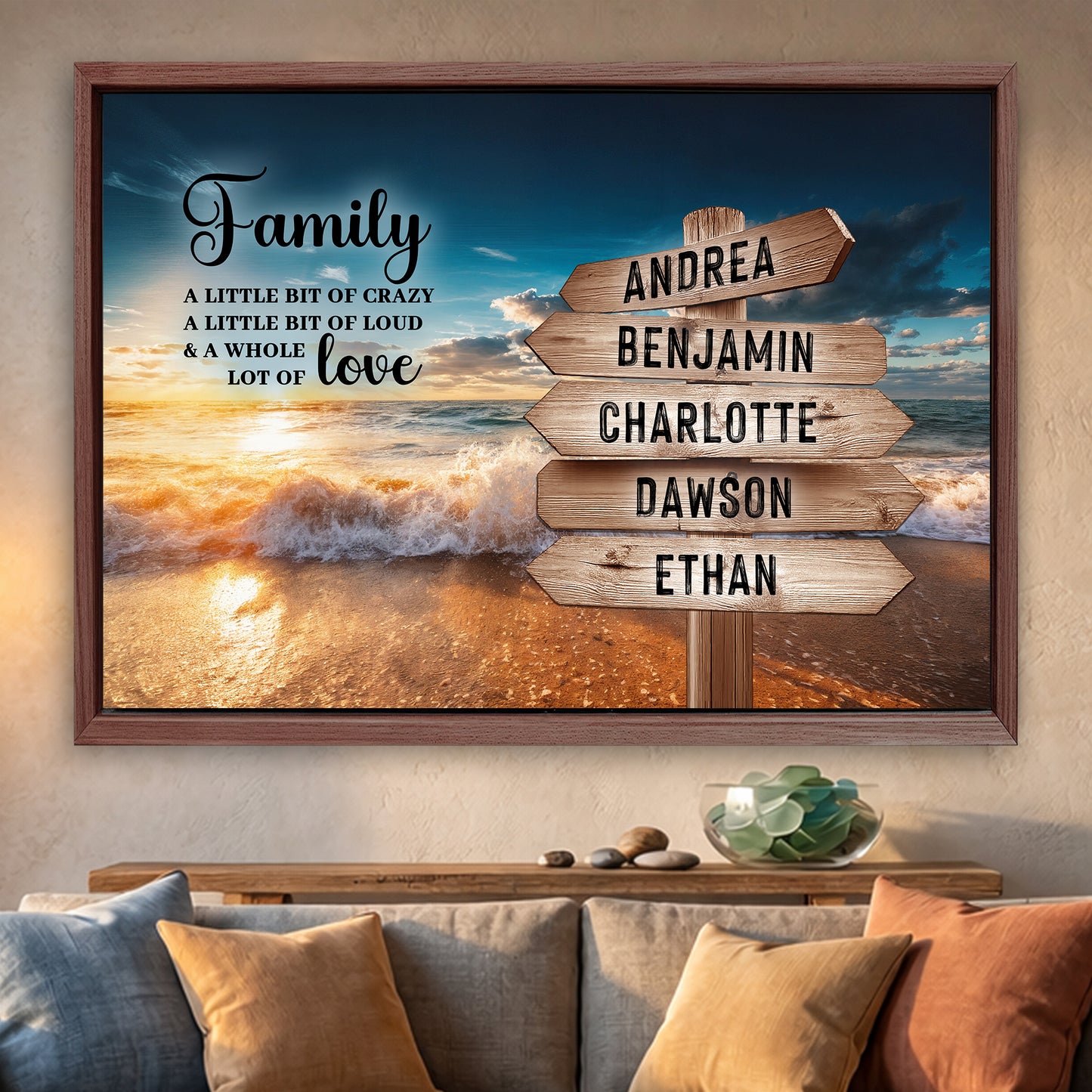 Family Whole Lot Of Love Ocean Sunset Wall Sign
