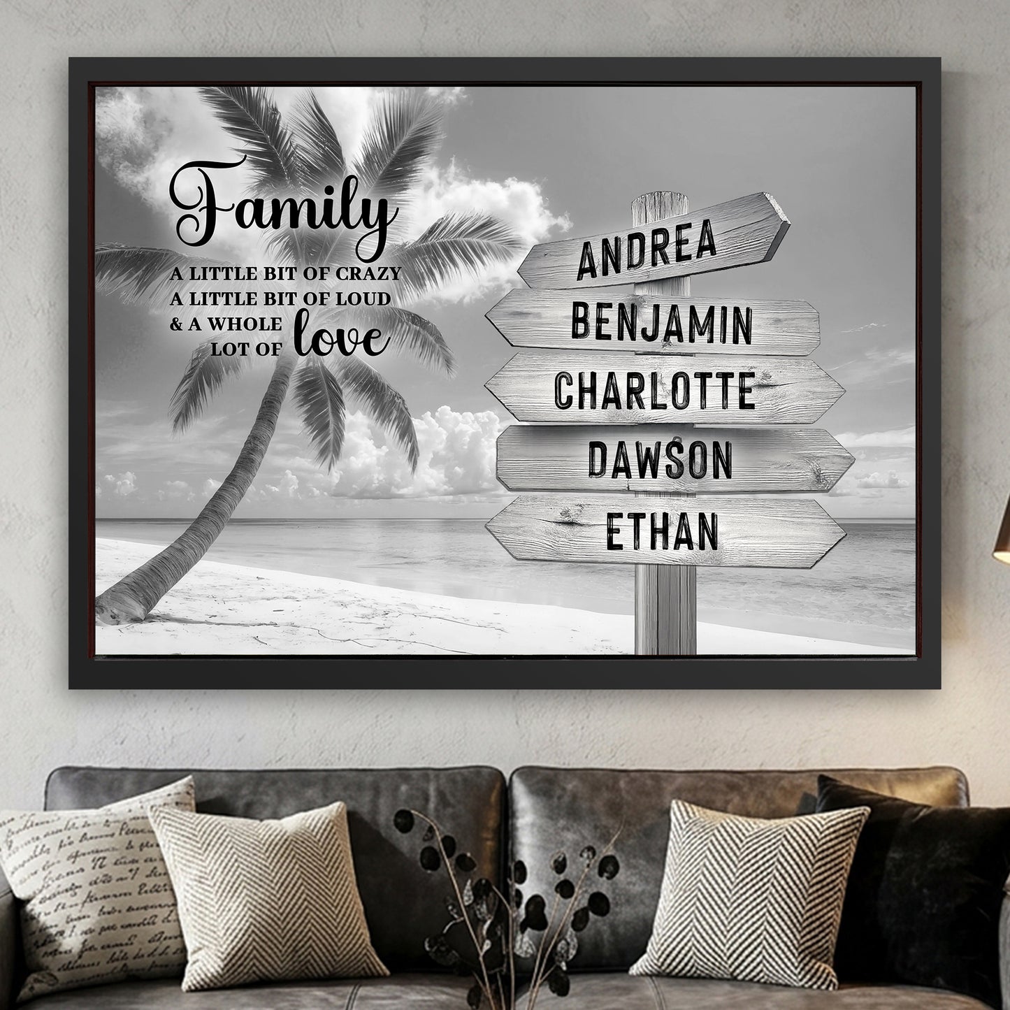 Family Whole Lot Of Love Grey Tropical Ocean Wall Sign