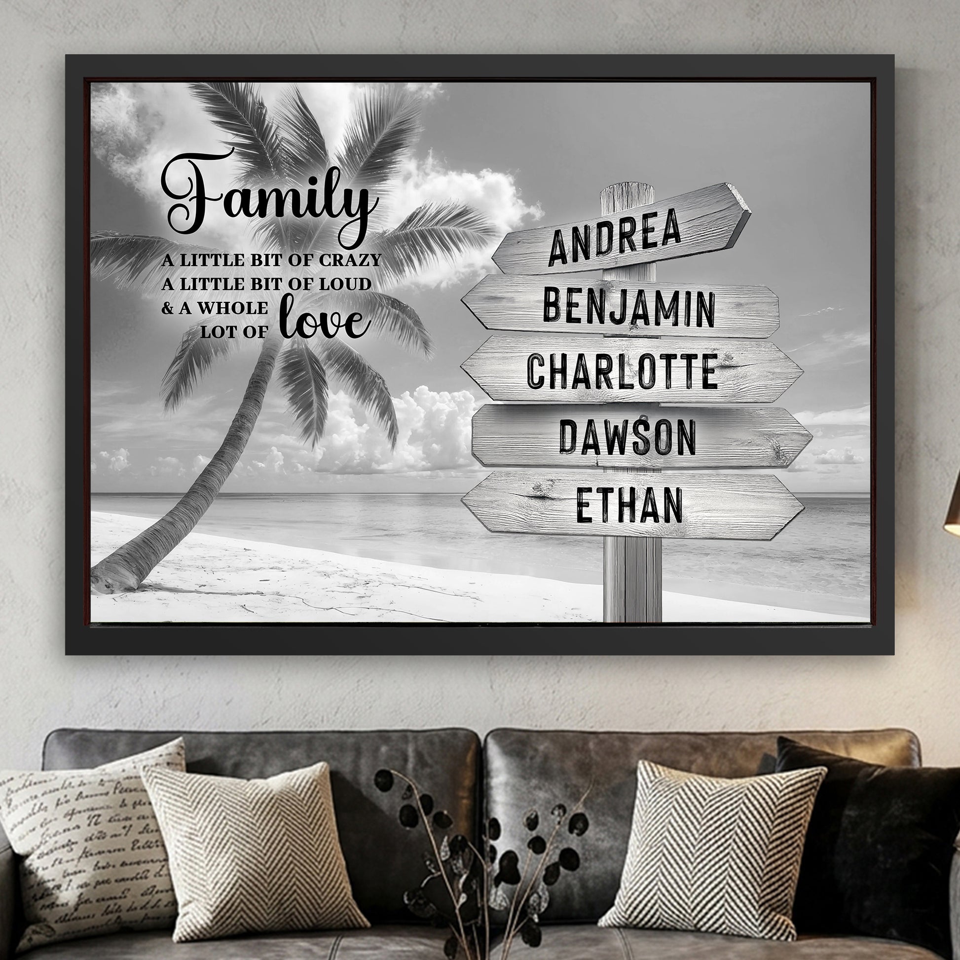 Family Whole Lot Of Love Grey Tropical Ocean Wall Sign