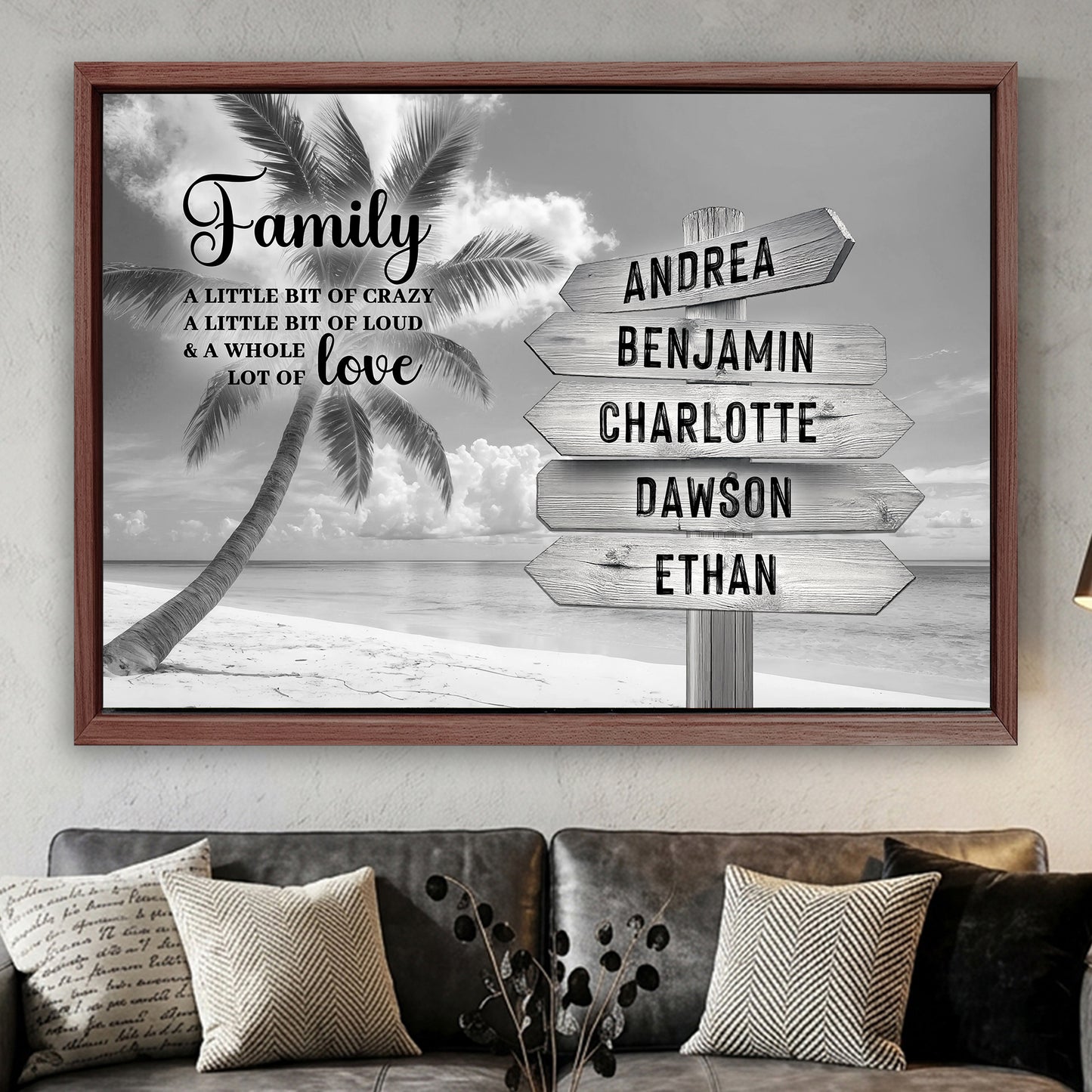 Family Whole Lot Of Love Grey Tropical Ocean Wall Sign