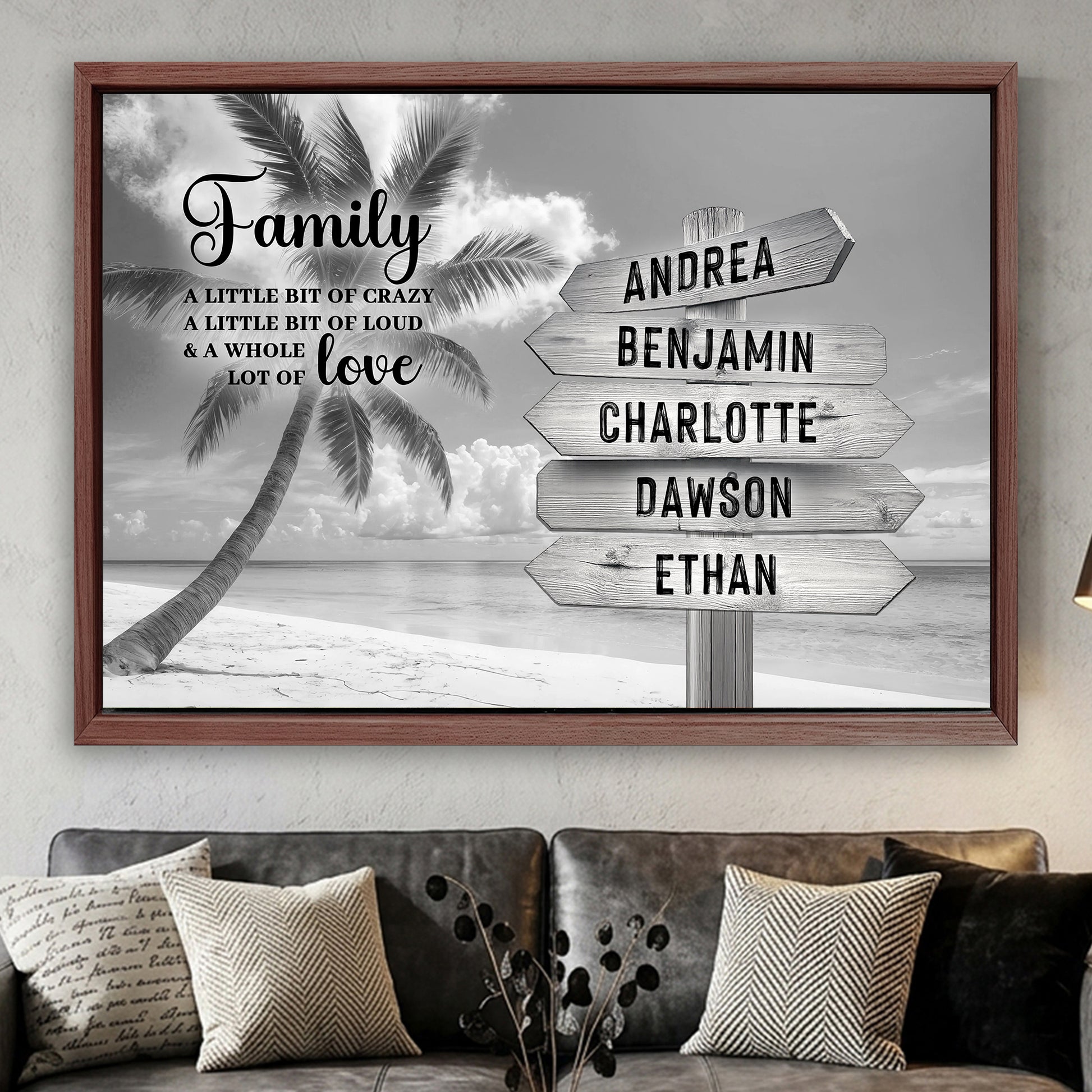 Family Whole Lot Of Love Grey Tropical Ocean Wall Sign
