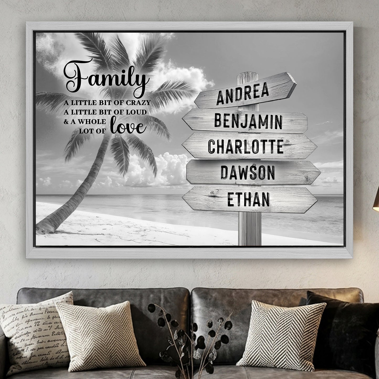 Family Whole Lot Of Love Grey Tropical Ocean Wall Sign