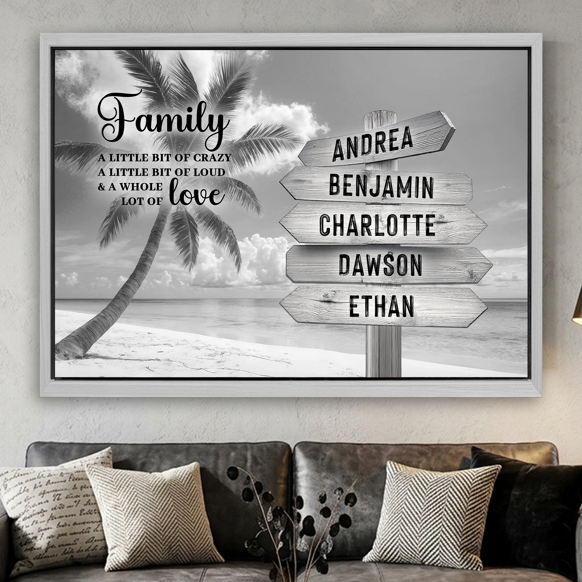 Family Whole Lot Of Love Grey Tropical Ocean Wall Sign