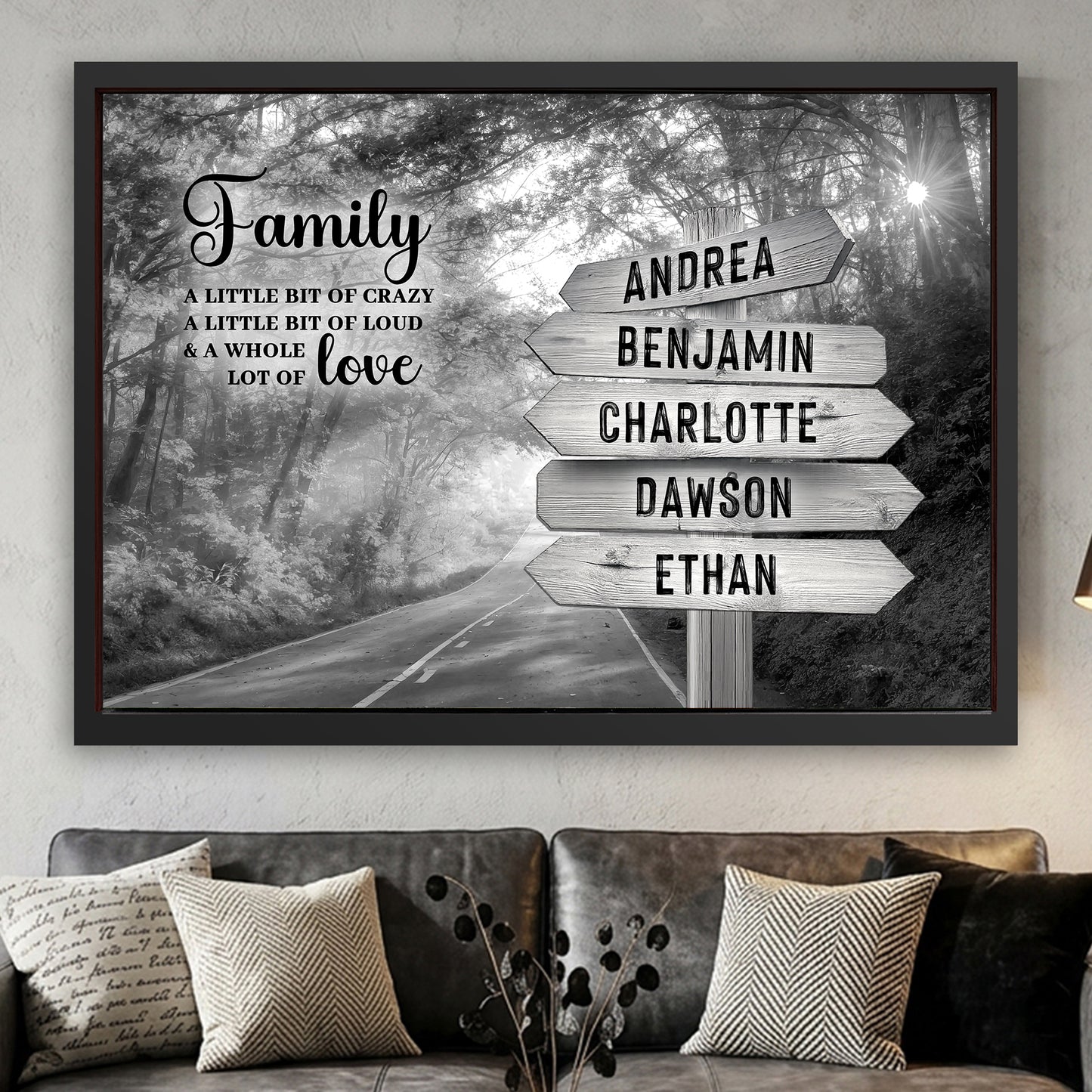 Family Whole Lot Of Love Grey Autumn Road Wall Sign