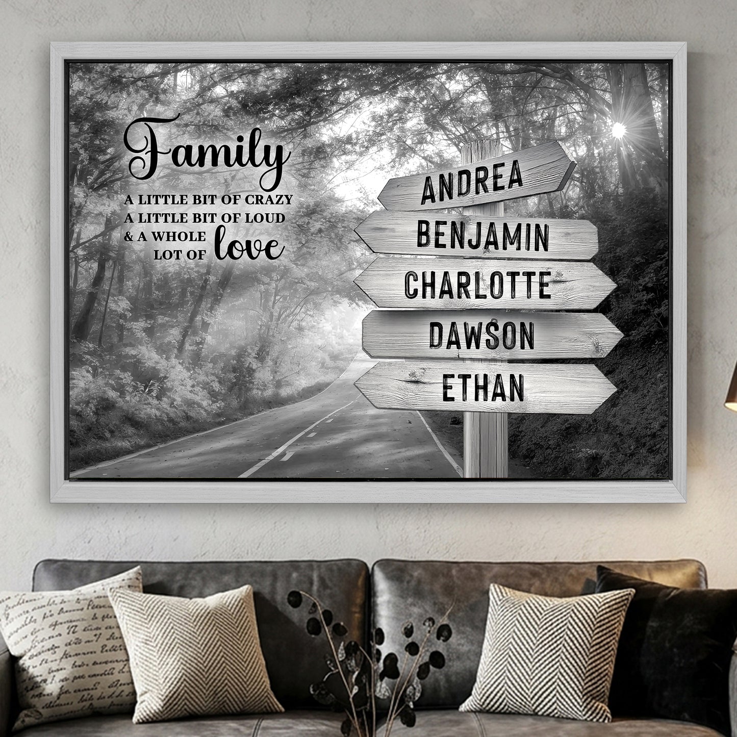 Family Whole Lot Of Love Grey Autumn Road Wall Sign