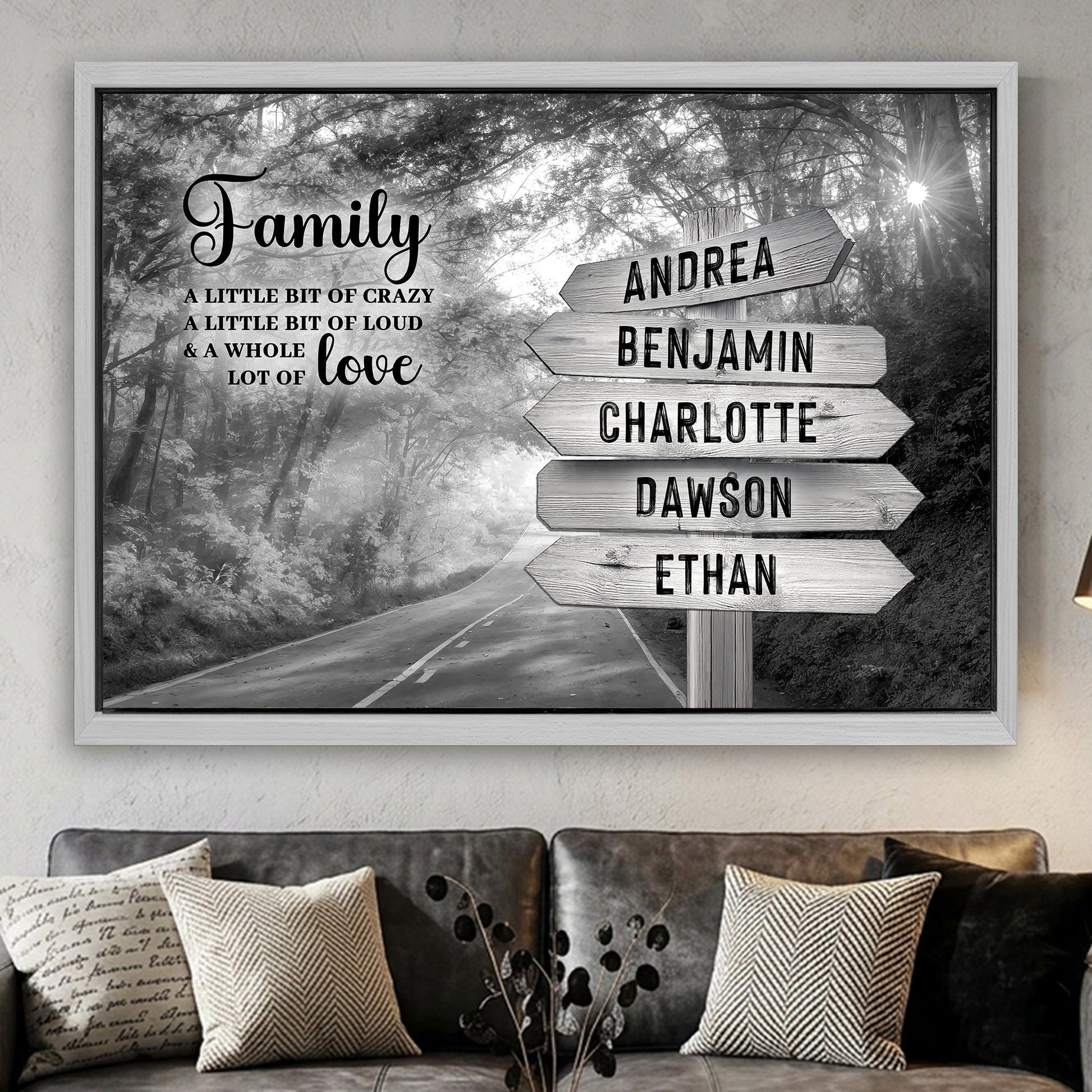 Family Whole Lot Of Love Grey Autumn Road Wall Sign