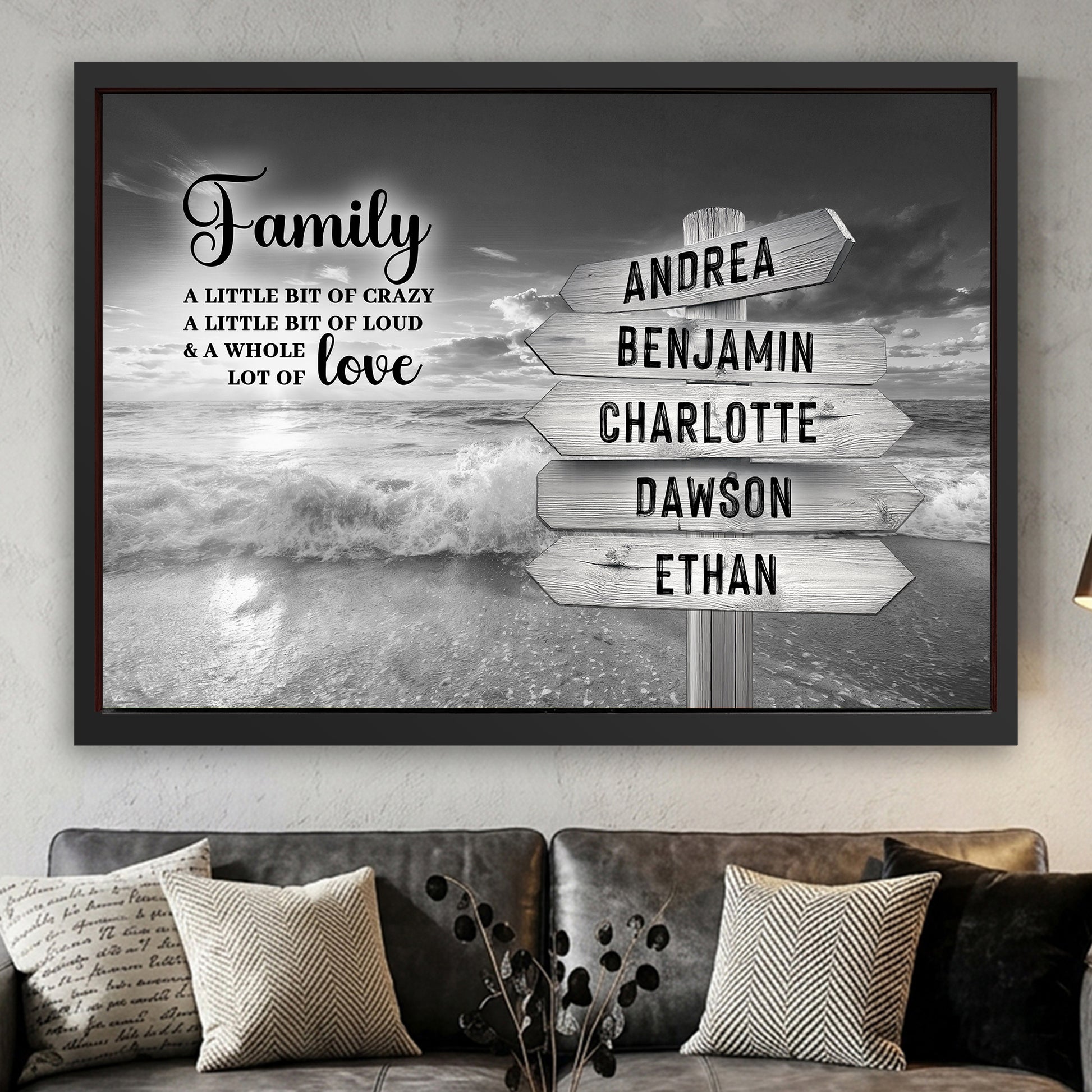 Family Whole Lot Of Love Grey Ocean Sunset Wall Sign