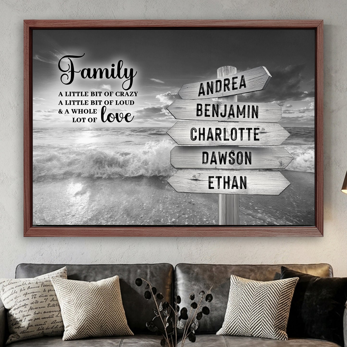 Family Whole Lot Of Love Grey Ocean Sunset Wall Sign