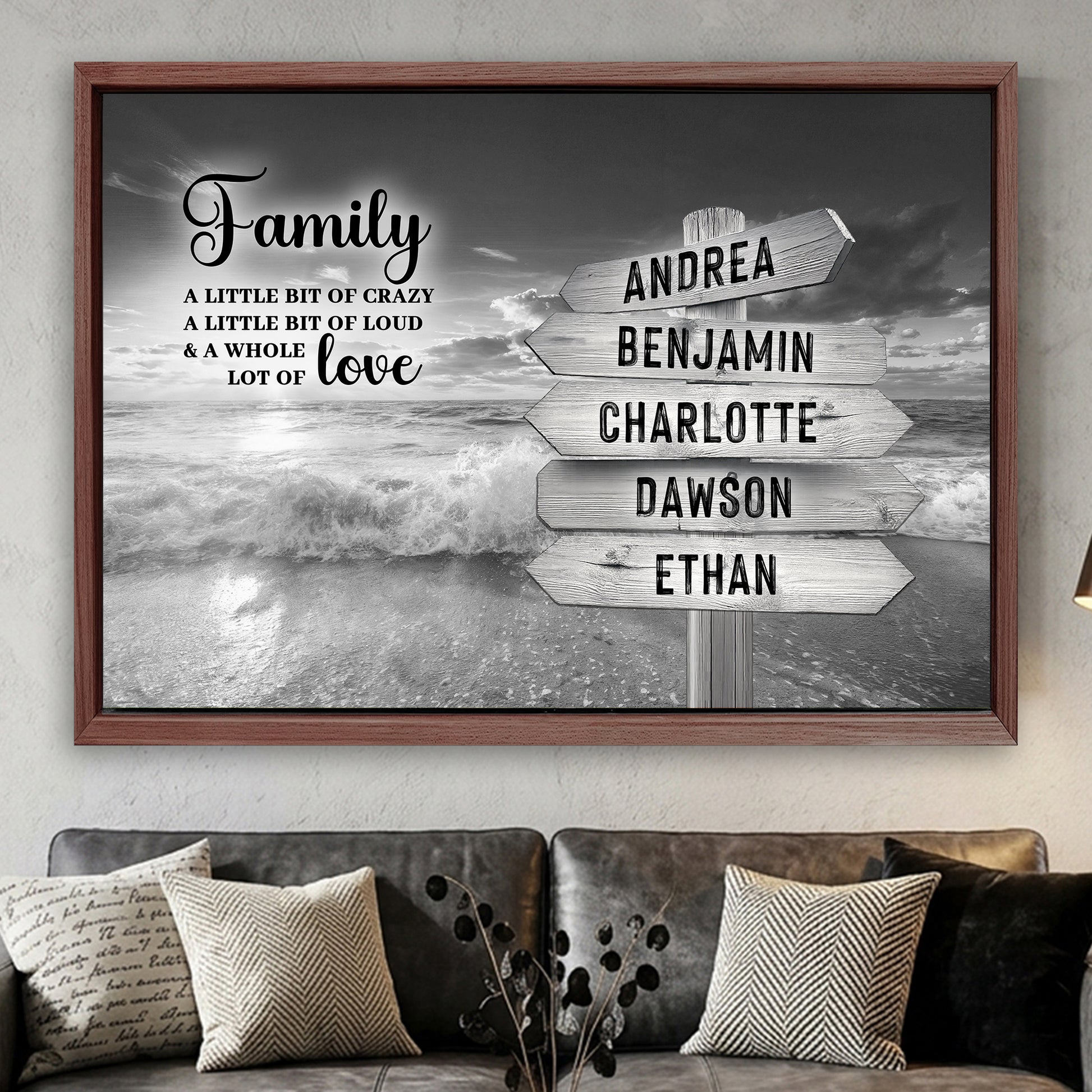 Family Whole Lot Of Love Grey Ocean Sunset Wall Sign