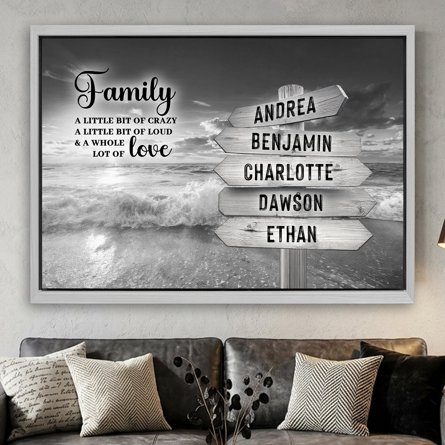 Family Whole Lot Of Love Grey Ocean Sunset Wall Sign