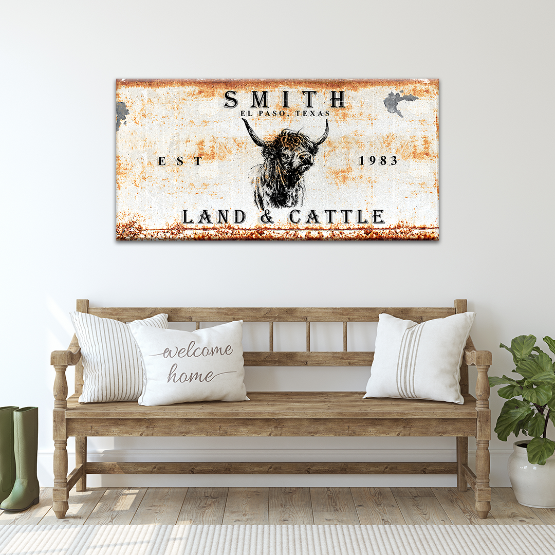 Land and Cattle Rustic Sign Style 2 - Image by Tailored Canvases