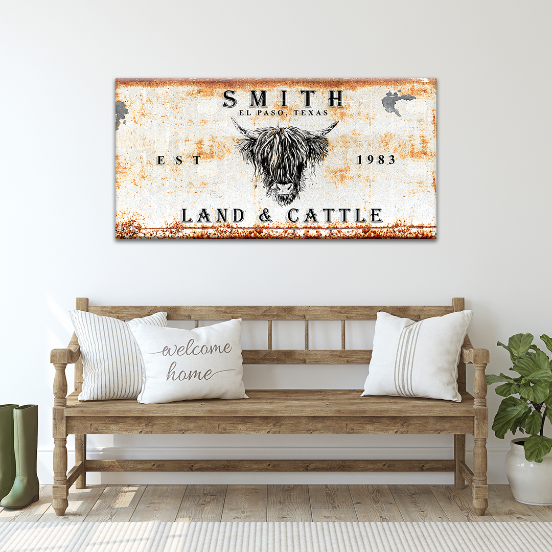 Land and Cattle Rustic Sign Style 3 - Image by Tailored Canvases