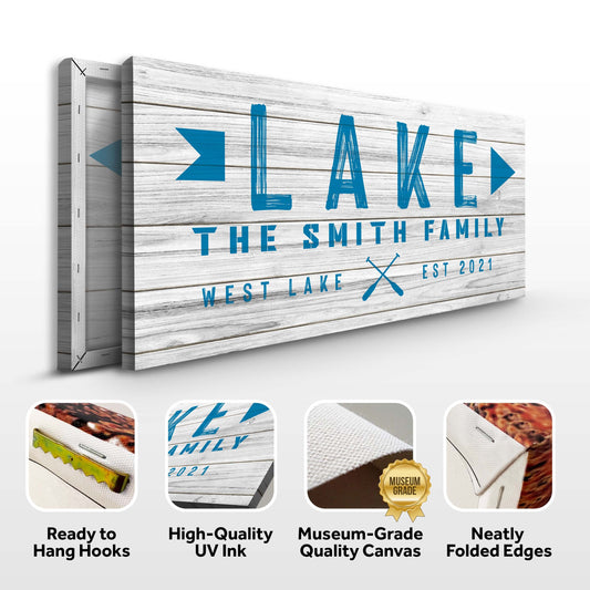 Wooden Lake Arrow Sign - Image by Tailored Canvases