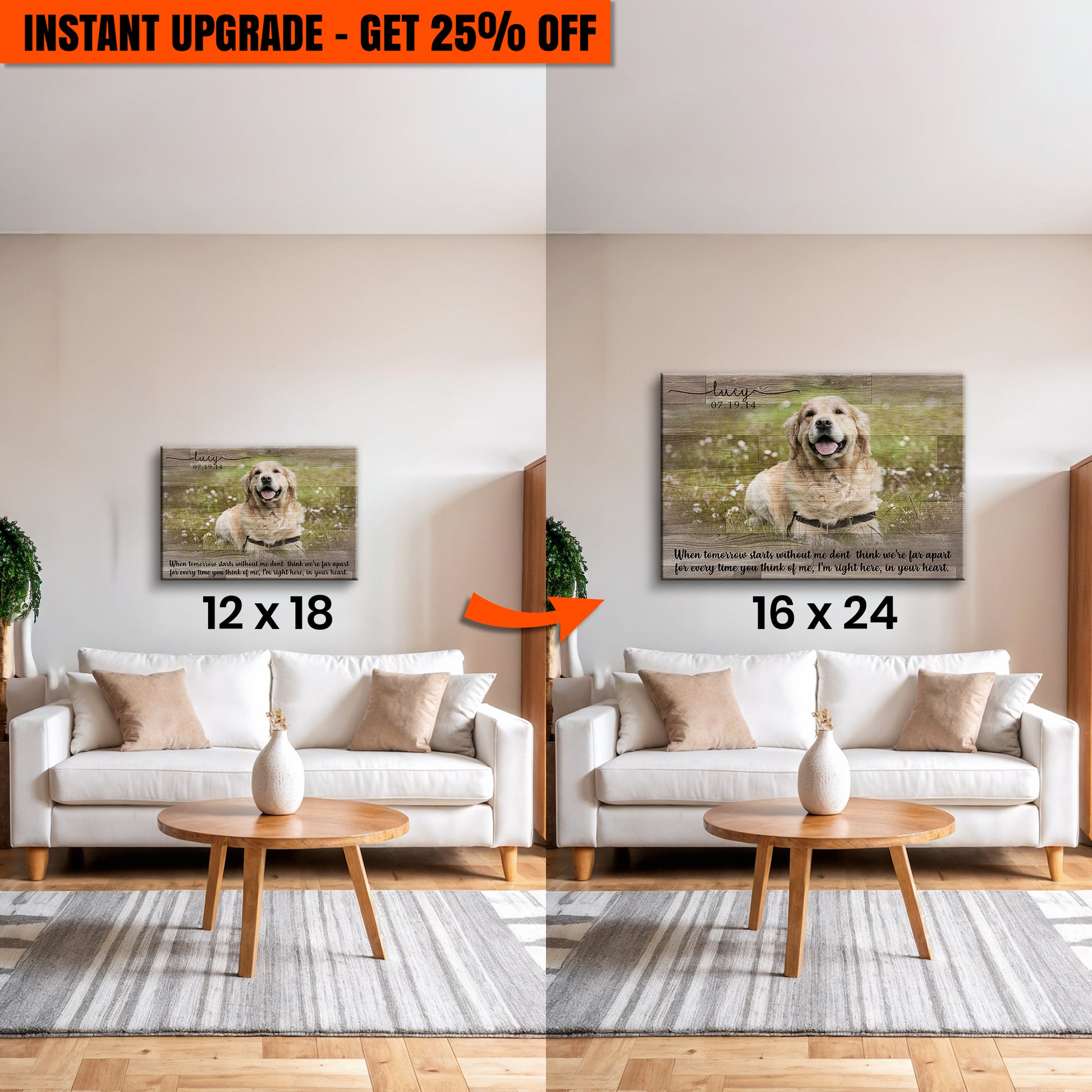 Upgrade Your 18x12 Inches 'Colored Pet Memorial Sign' Canvas To 24x16 Inches