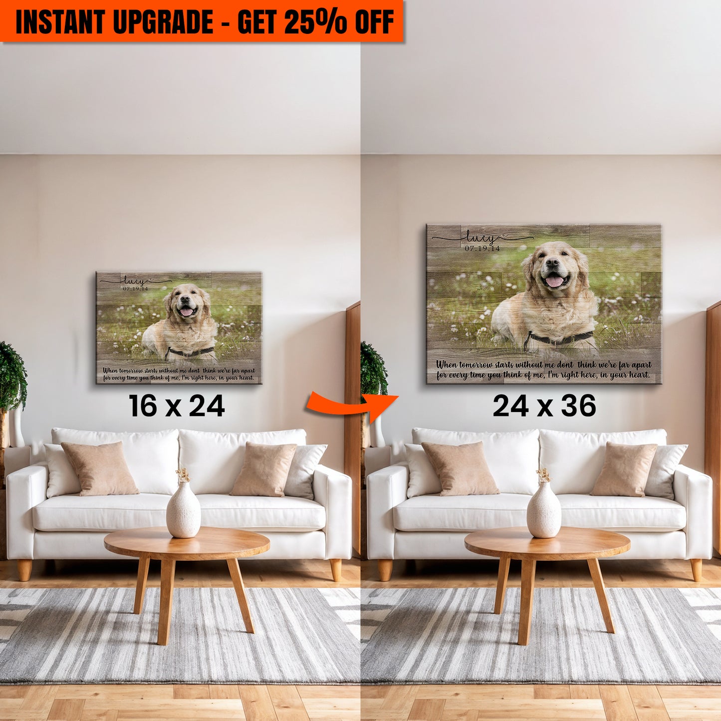 Upgrade Your 24x16 Inches 'Colored Pet Memorial Sign' Canvas To 36x24 Inches