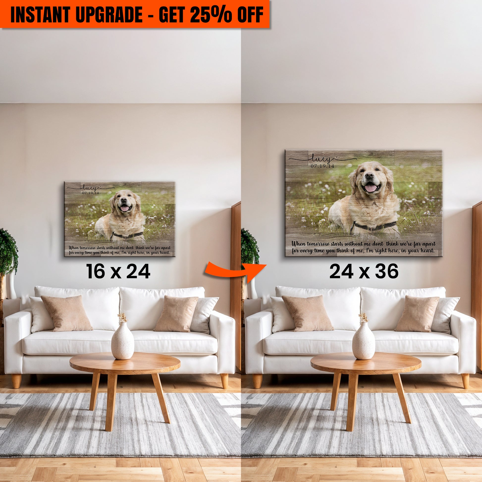 Upgrade Your 24x16 Inches 'Colored Pet Memorial Sign' Canvas To 36x24 Inches