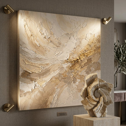 Warm Neutral Impasto Abstract — Palette Knife