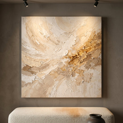 Warm Neutral Impasto Abstract — Palette Knife