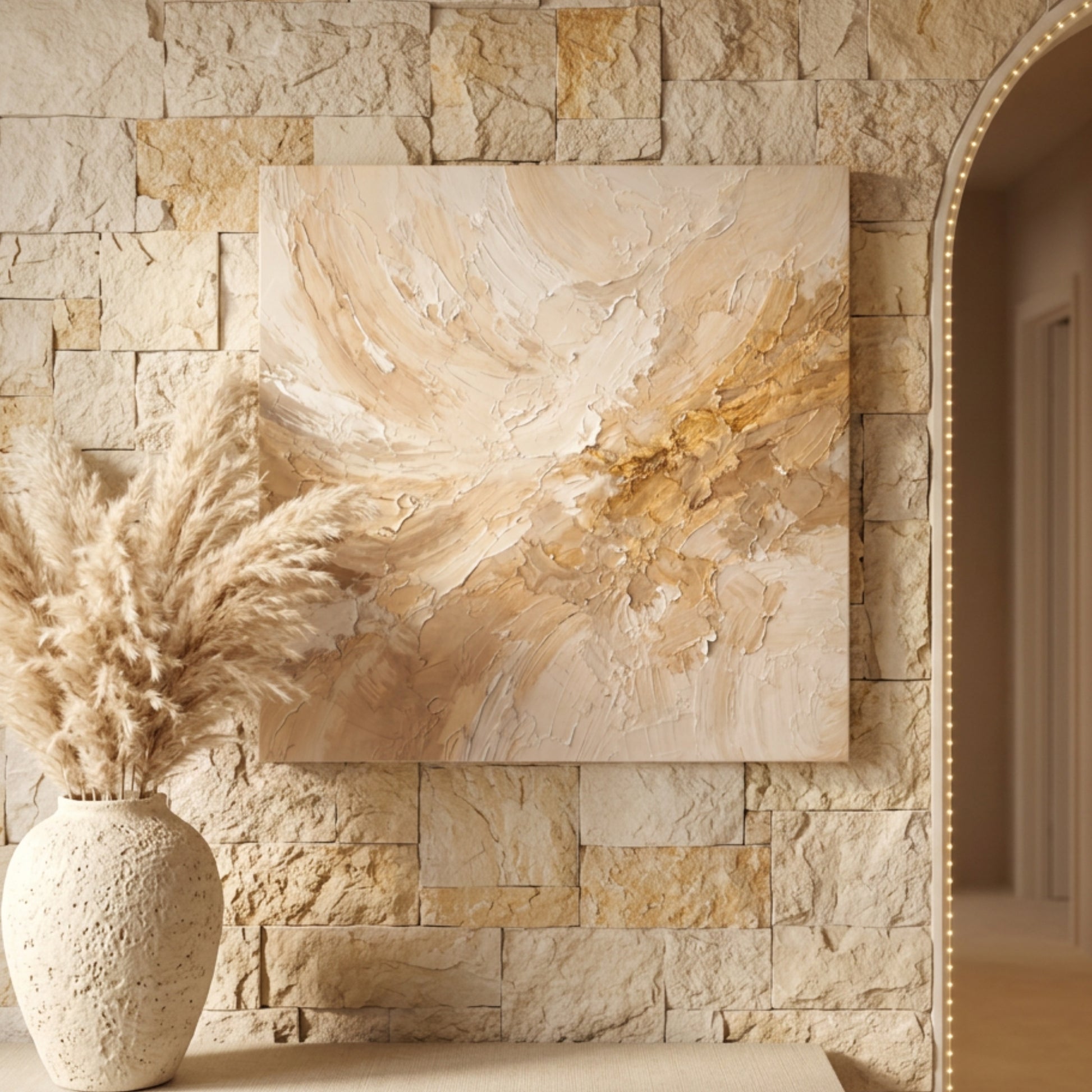 Warm Neutral Abstract — Palette Knife