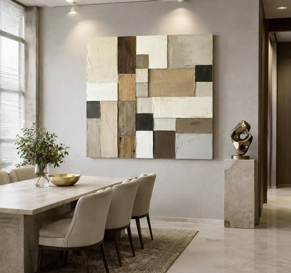 Neutral Grid Patchwork Wall Art II
