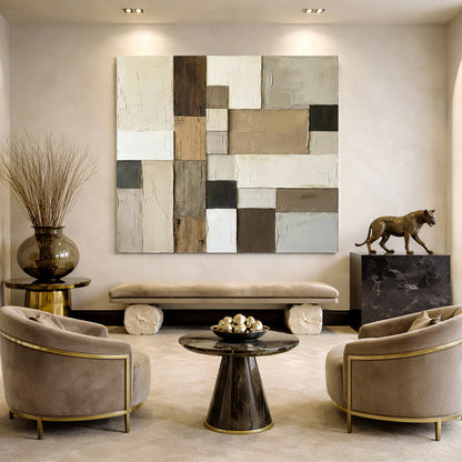 Neutral Grid Patchwork Wall Art II