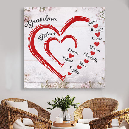 Personalize Mothers Hearts Wall Sign