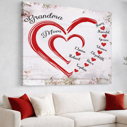 Personalize Mothers Hearts Wall Sign