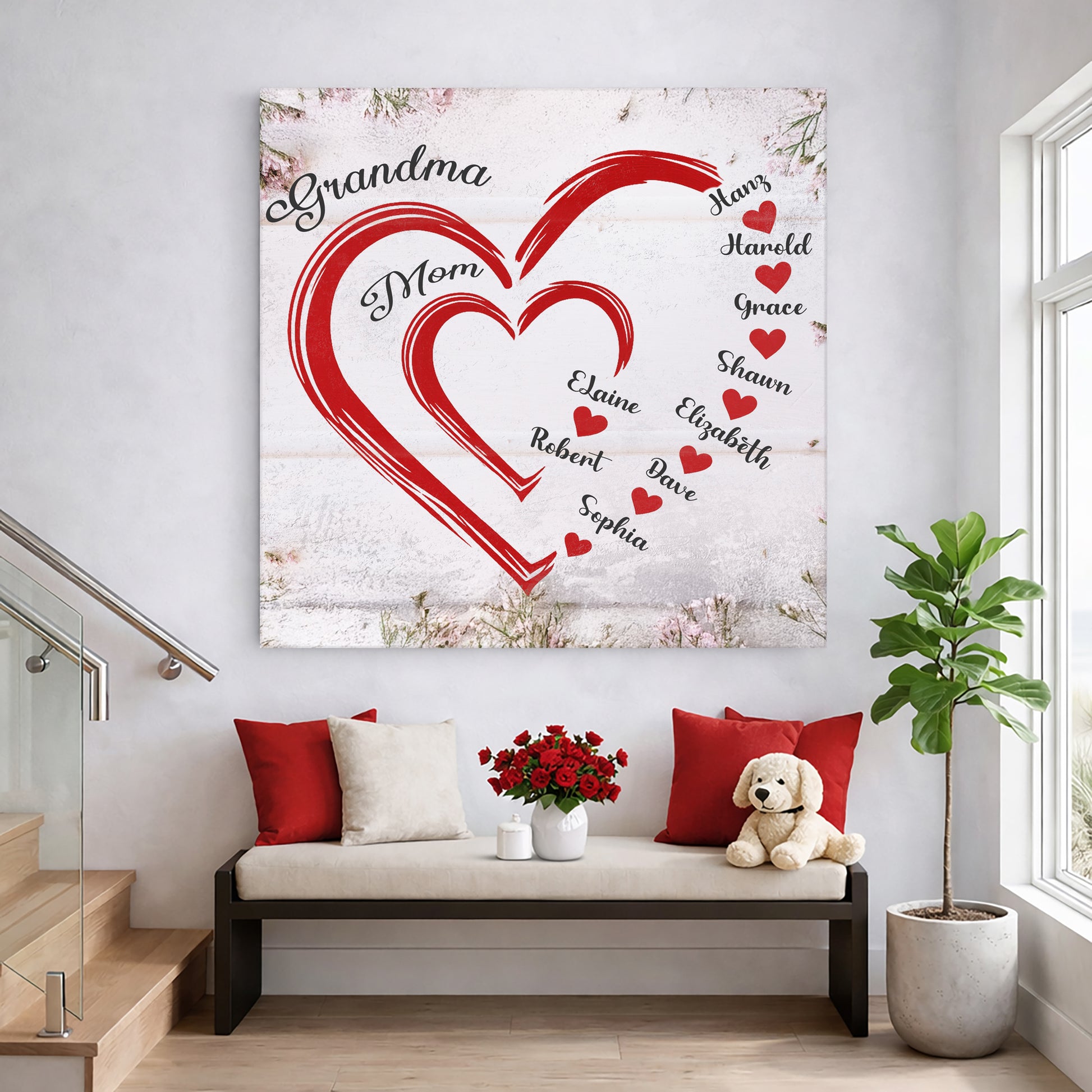 Personalize Mothers Hearts Wall Sign