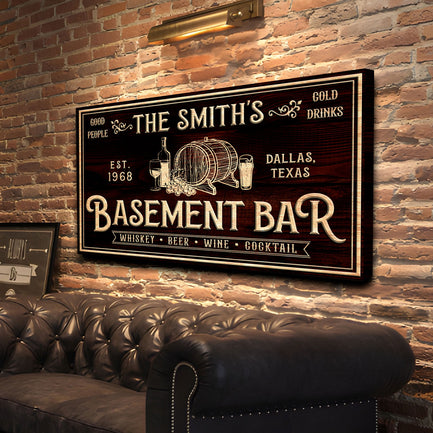 Personalized Basement Bar Sign