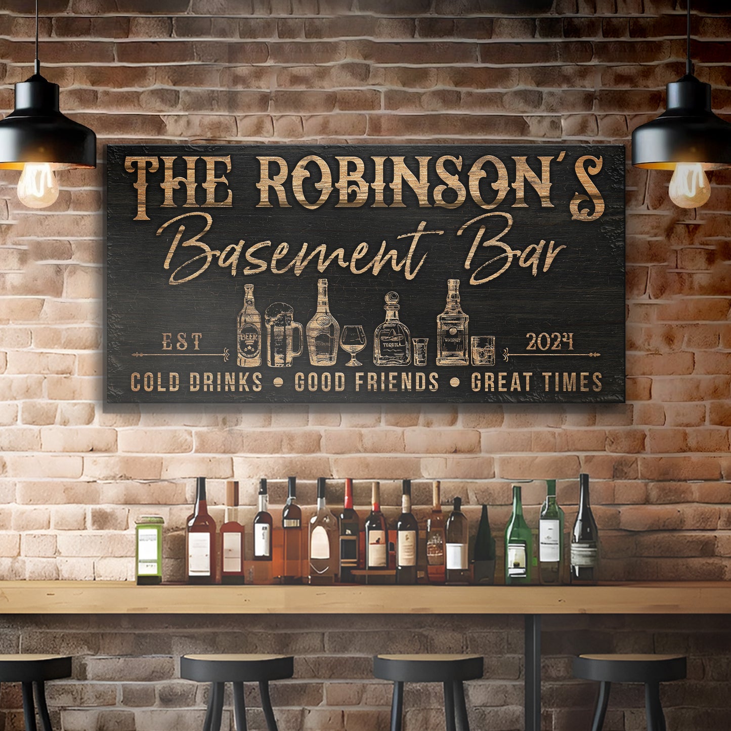 Personalized Basement Bar Sign III Style 1 - Image by Tailored Canvases