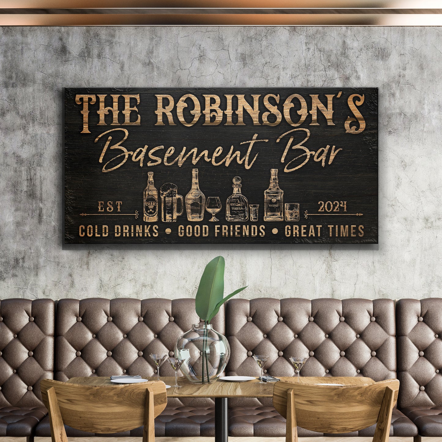 Personalized Basement Bar Sign III Style 2 - Image by Tailored Canvases