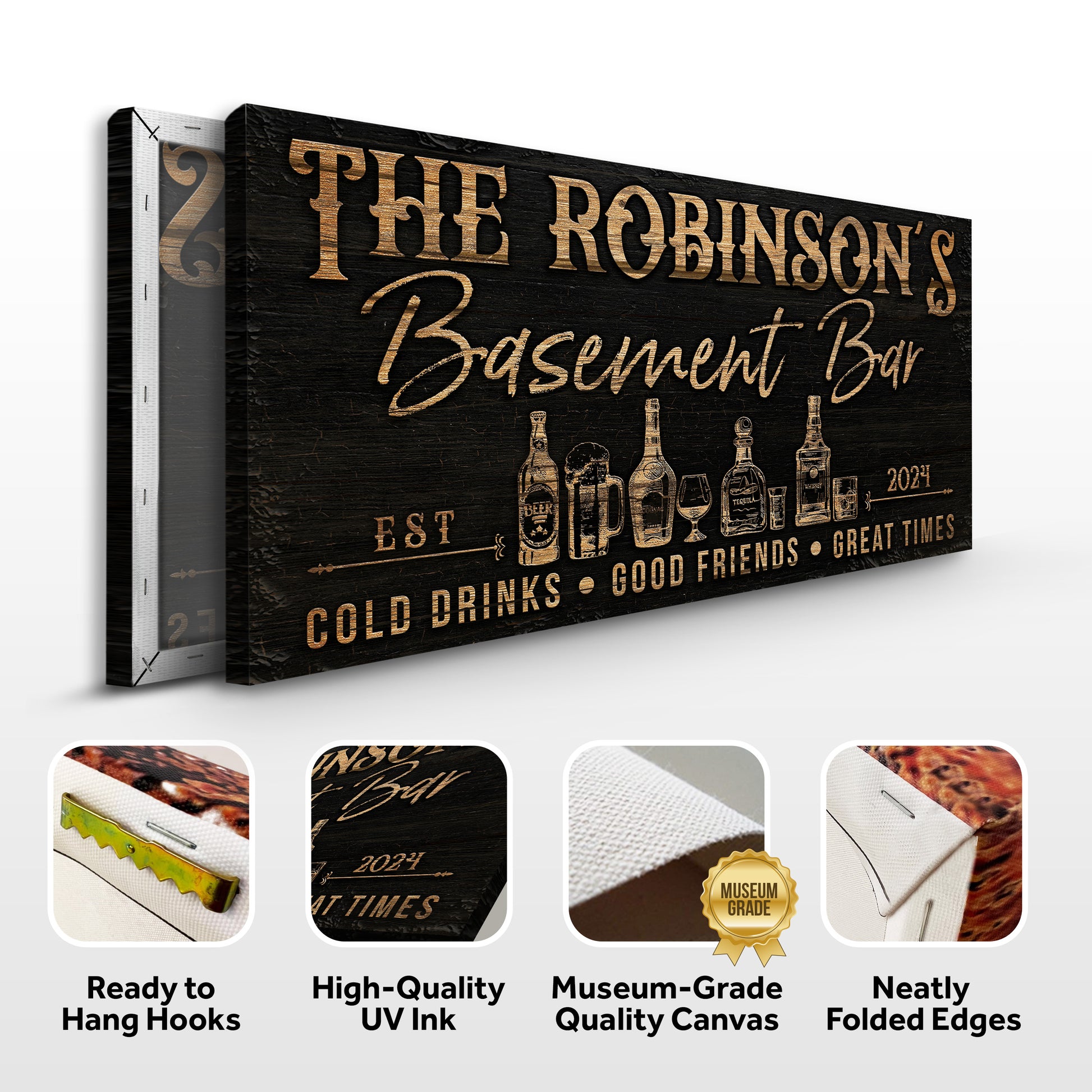 Personalized Basement Bar Sign III Specs - Image by Tailored Canvases