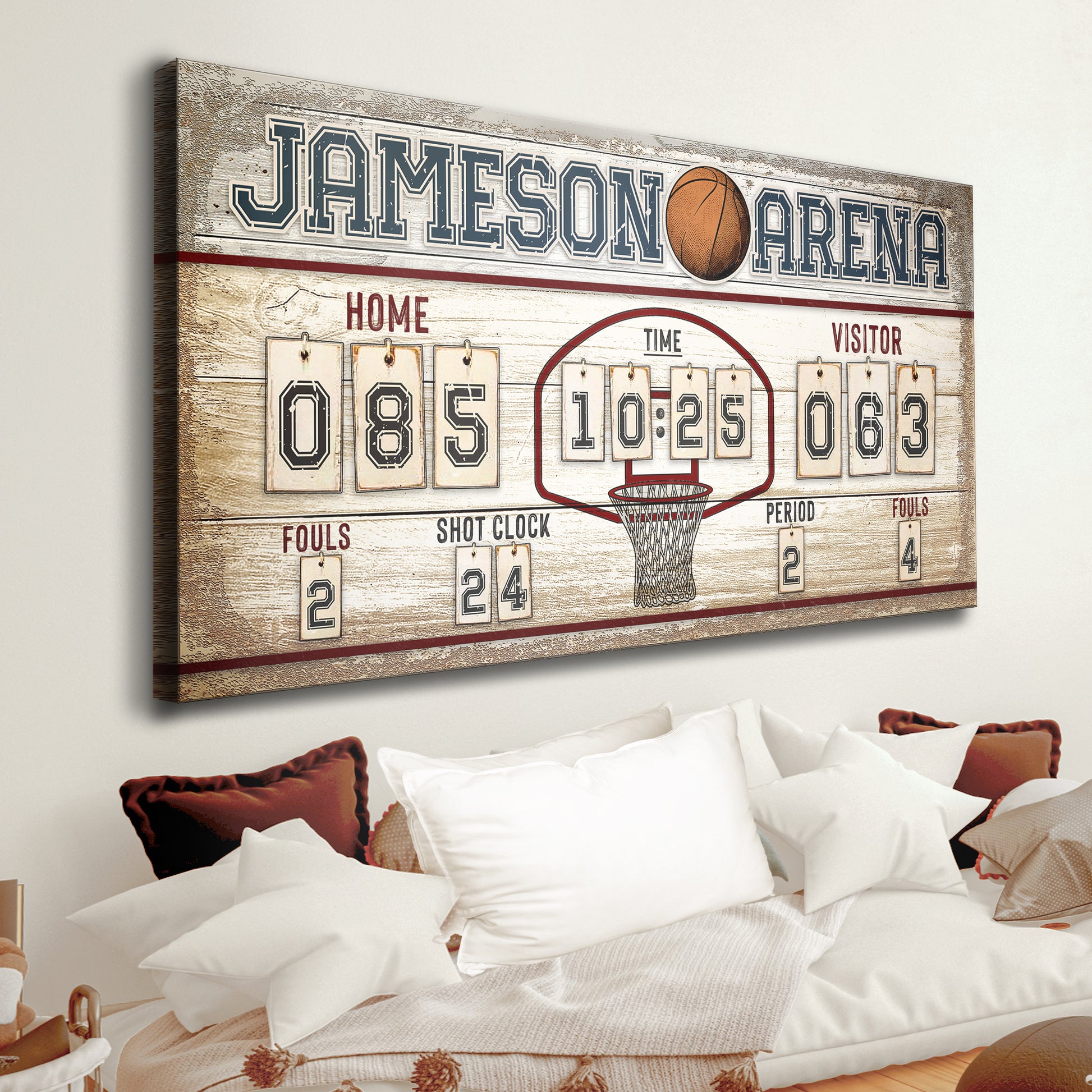 Personalized Basketball Scoreboard Sign  - Image by Tailored Canvases