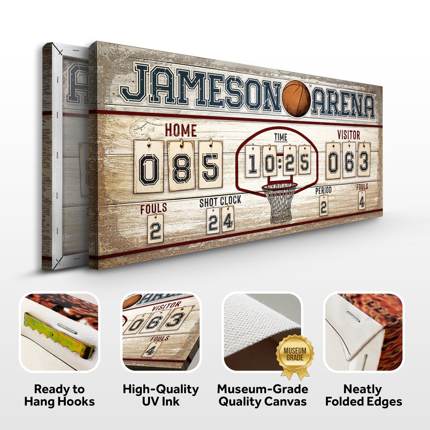 Personalized Basketball Scoreboard Sign Specs - Image by Tailored Canvases