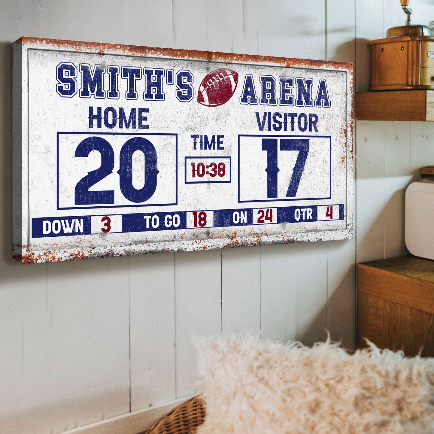 Personalized Football Scoreboard Sign  - Image by Tailored Canvases